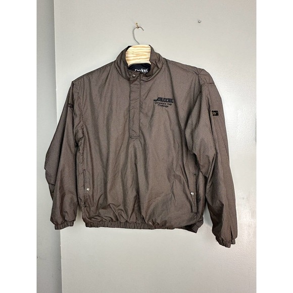 FJ DryJoy Rain‎ Jacket Mens Extra LArge Brown Check 1/2 Zip Golf - Picture 1 of 10